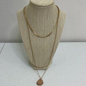 Boho Druzy Necklace Multi Strand Layered Rose‎ Gold Tone Long Chain